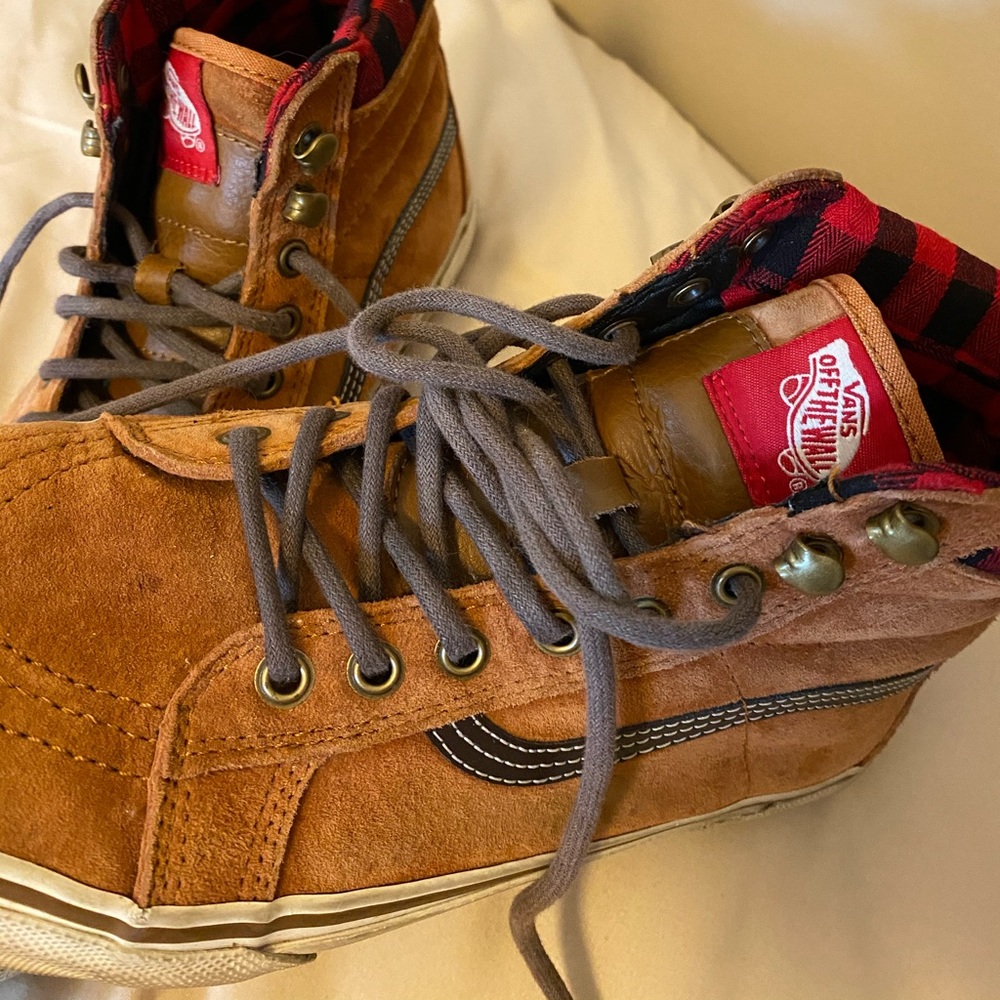 Vans high top brown shoes